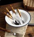 Load image into Gallery viewer, Gohobi A set of 6 Pieces Bamboo Handle Cutlery