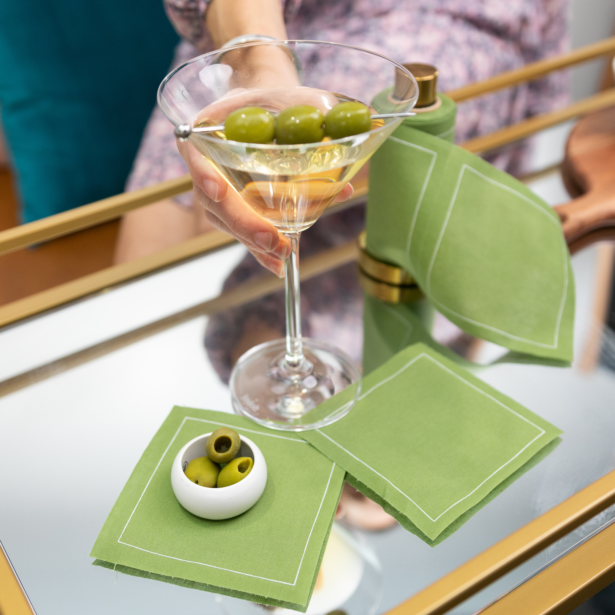 Cotton Cocktail Napkin Roll: Olive (Warm Green)