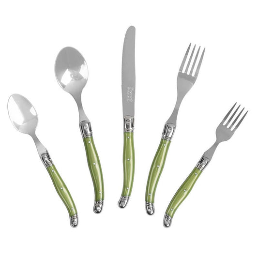 20-Piece Stainless-Steel Laguiole Flatware Set, Spring Green