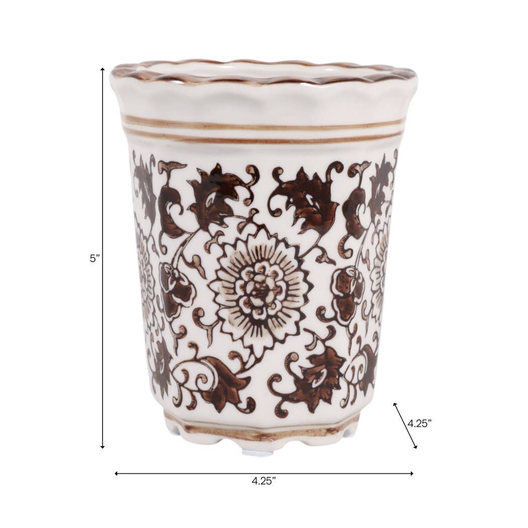 Scented Candle - Jasmine Brown and White Ceramic, 7 Oz