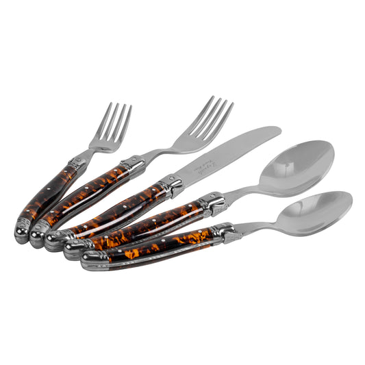 Laguiole Connoisseur 20pc 18/10 SS Tortoise Flatware Set