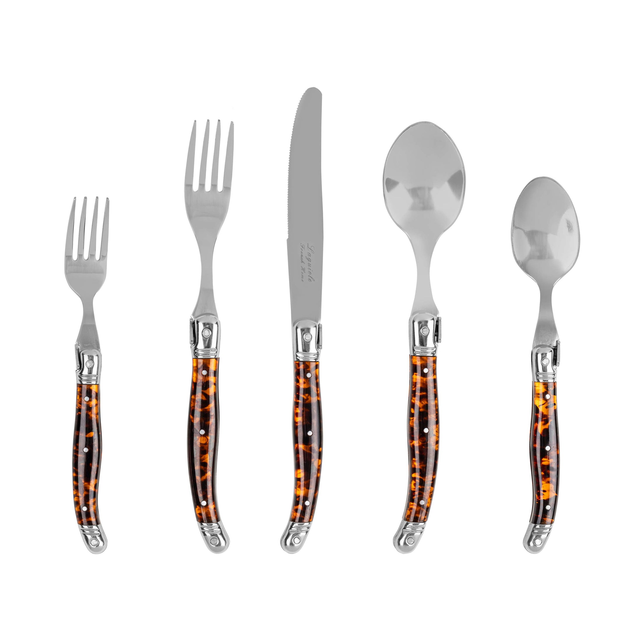 Laguiole Connoisseur 20pc 18/10 SS Tortoise Flatware Set